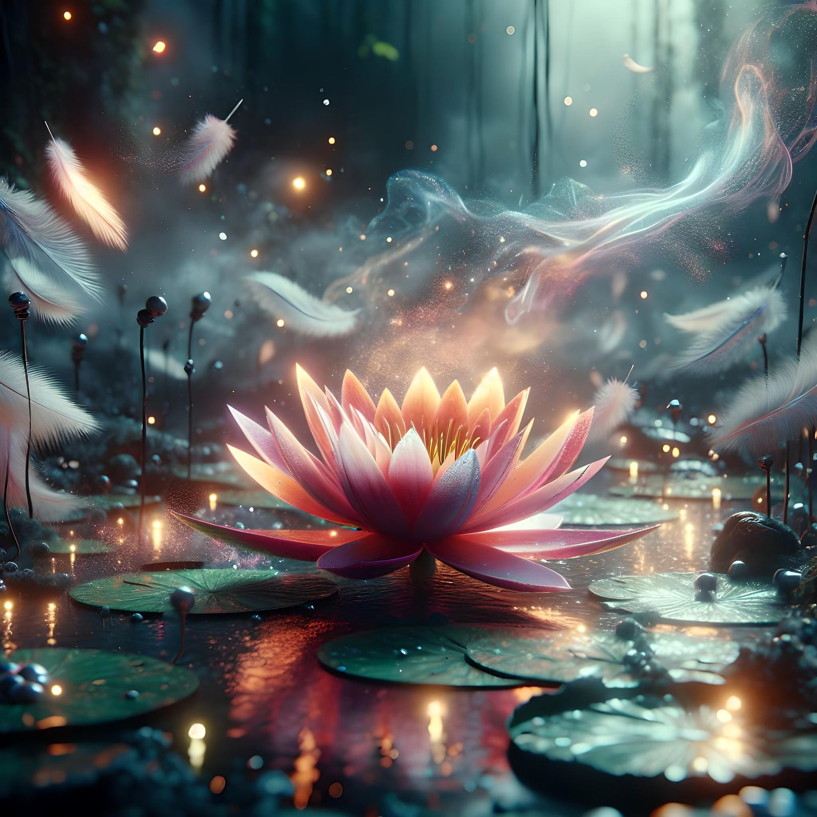 Ethereal Water Lily in Fantasy Swamp: Film Still
