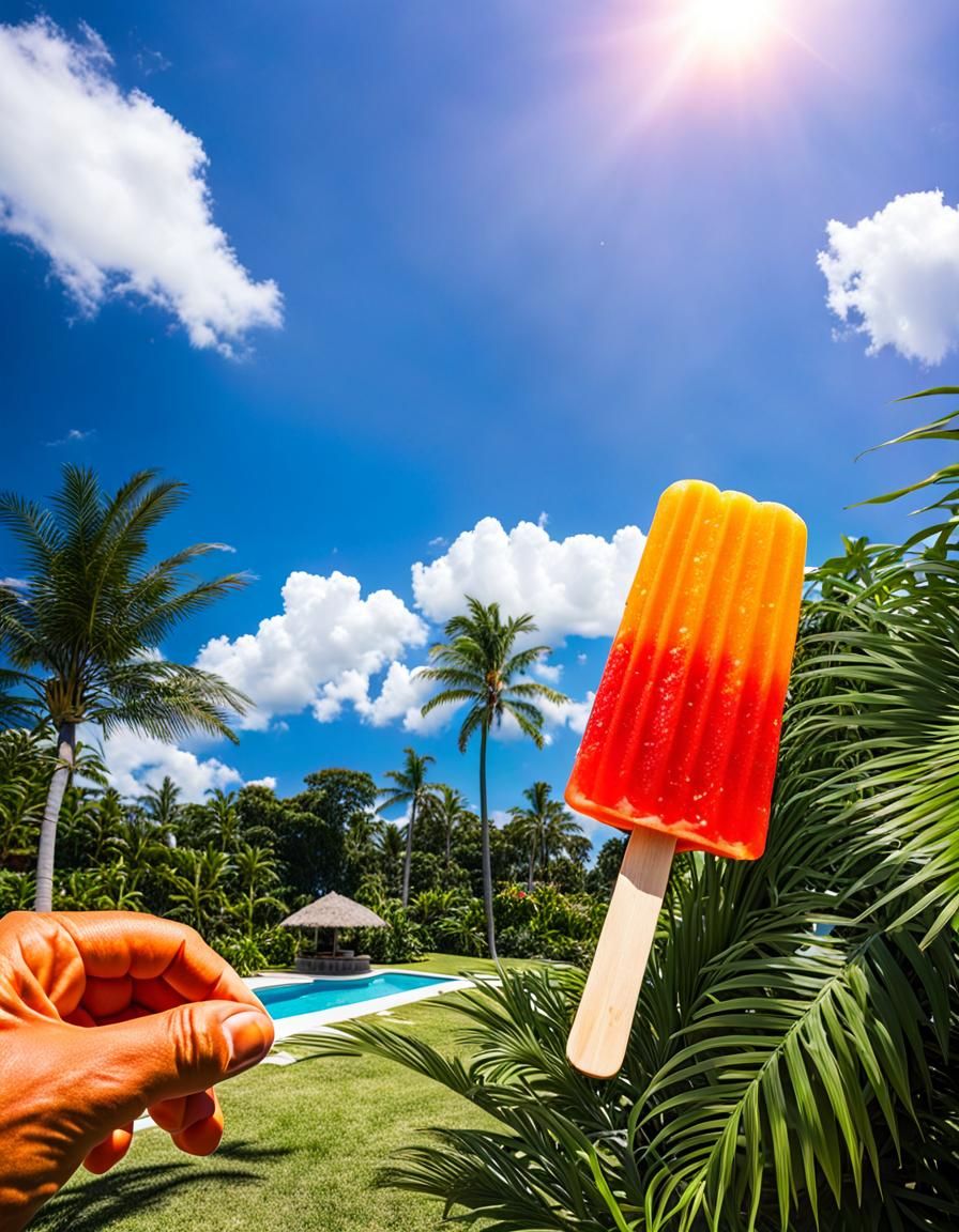 Red and Orange Popsicle in Tropical Sun