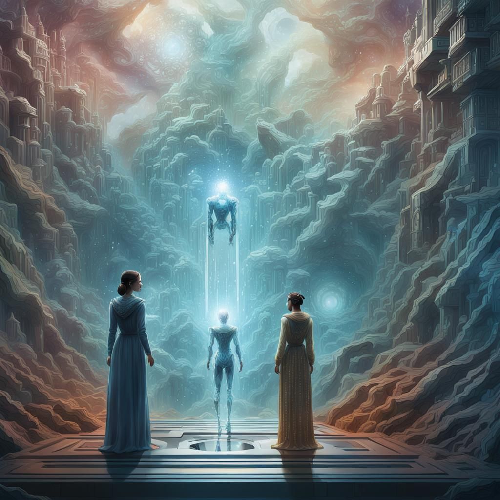 Crystalline Woman in Spaceship: Fantasy Concept Art