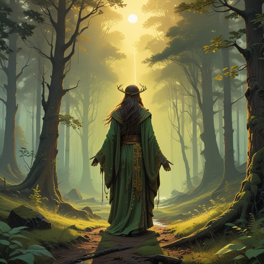 Mystical Druid Master of Nature in Earth-Toned Garb