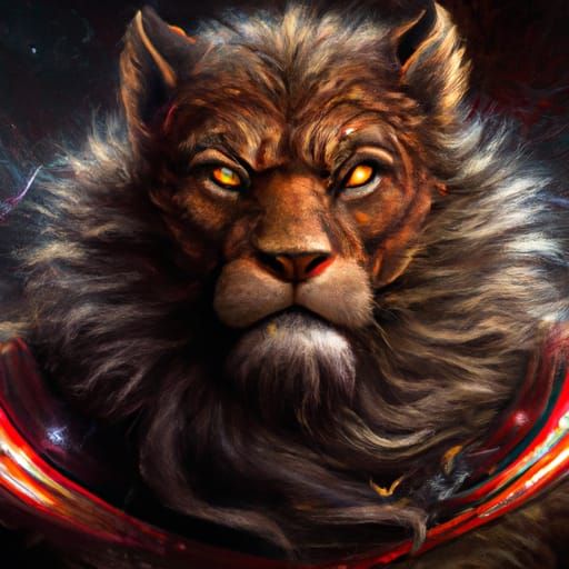 Lion Fursona in Star Trek Uniform: Hyperdetailed Portrait