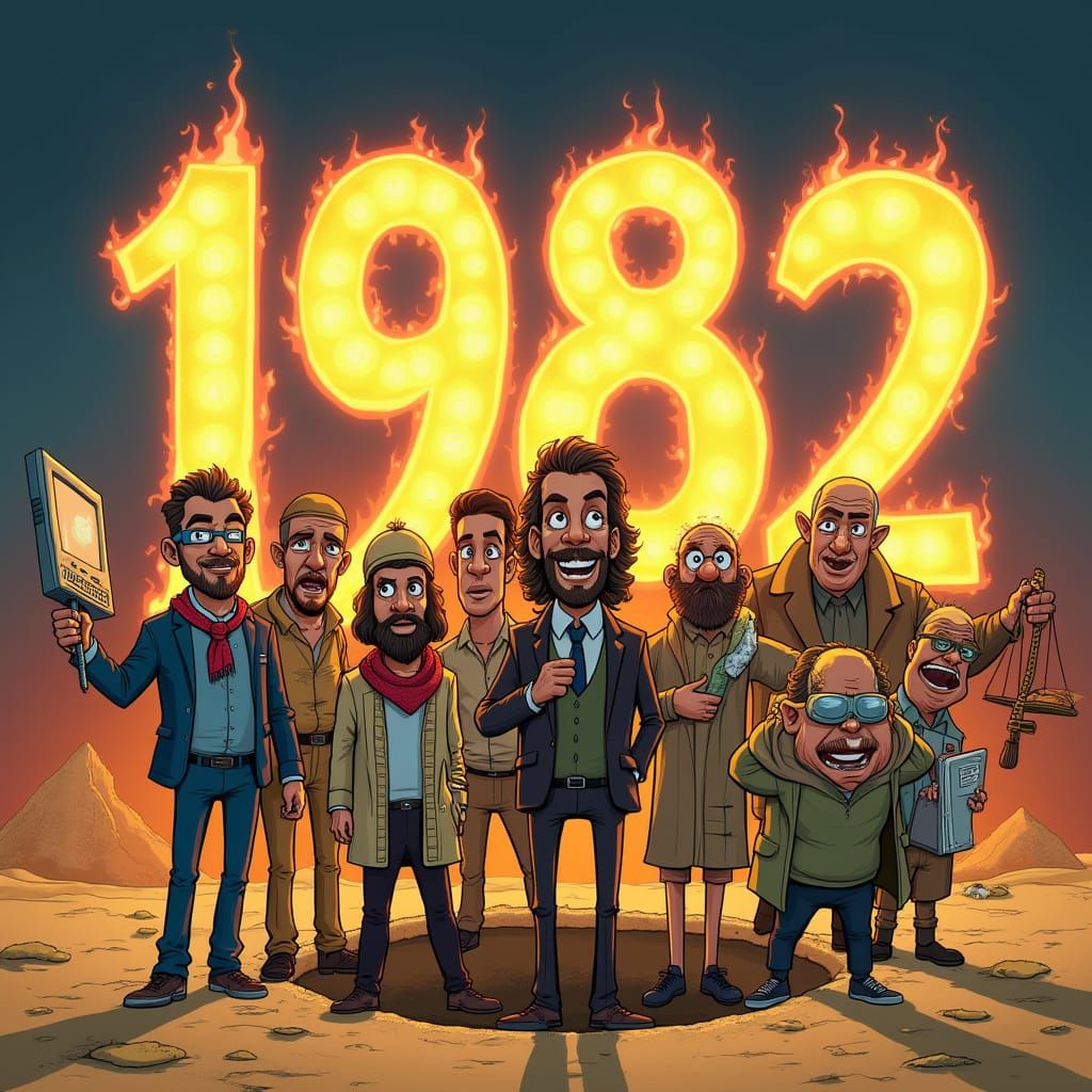 Egyptian Friends Emerge from the Ground in a Comedic Cartoon...