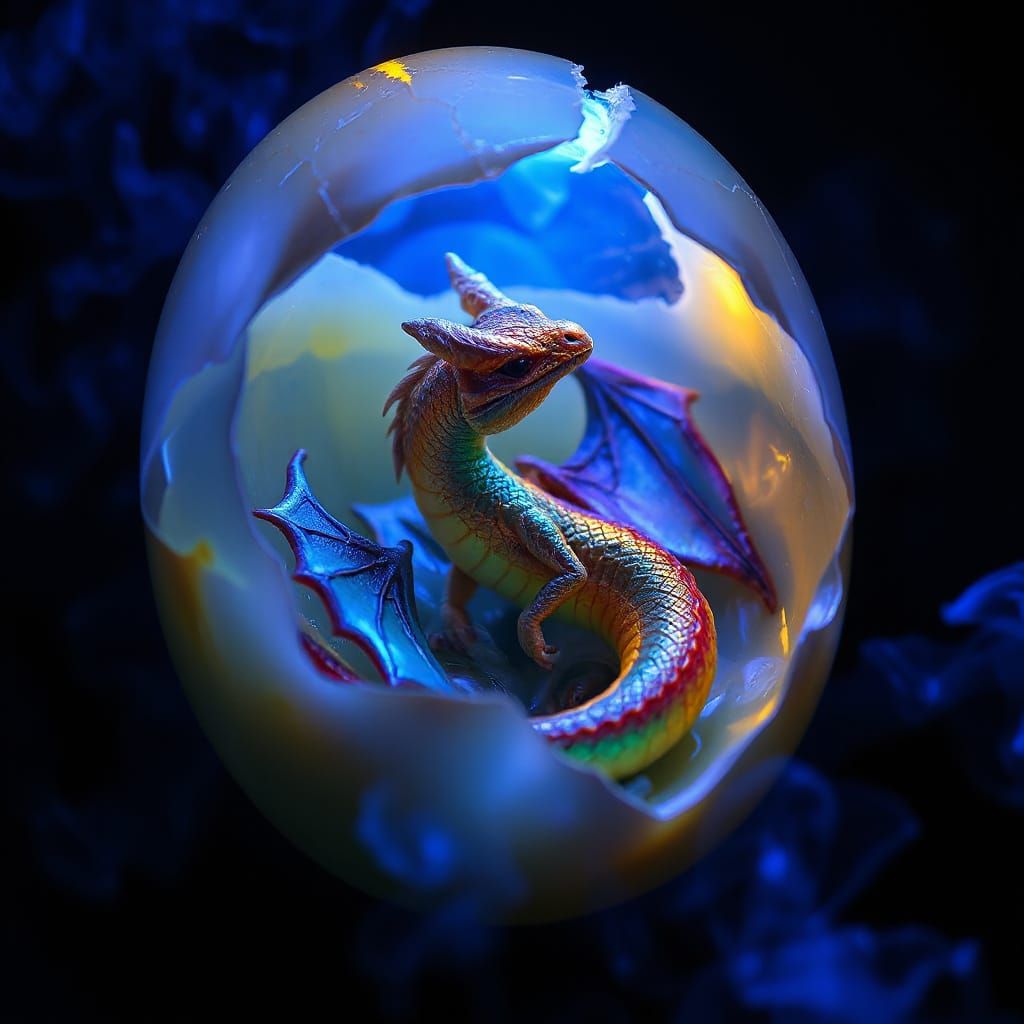 Dragon Egg in Electric Blue Mist