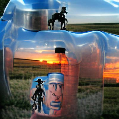 Cowboy Water Bottle Sunset on the Prairie
