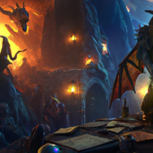 Epic Dragon in Dungeon: Dark Fantasy Art
