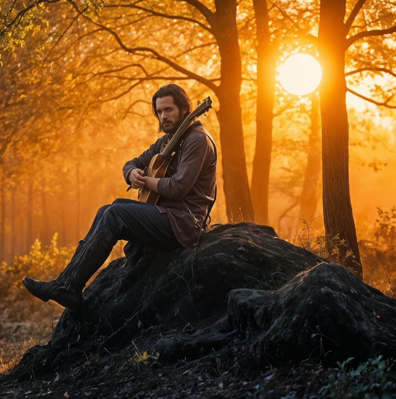 The Lonely Bard Plays to a Woodland Audience