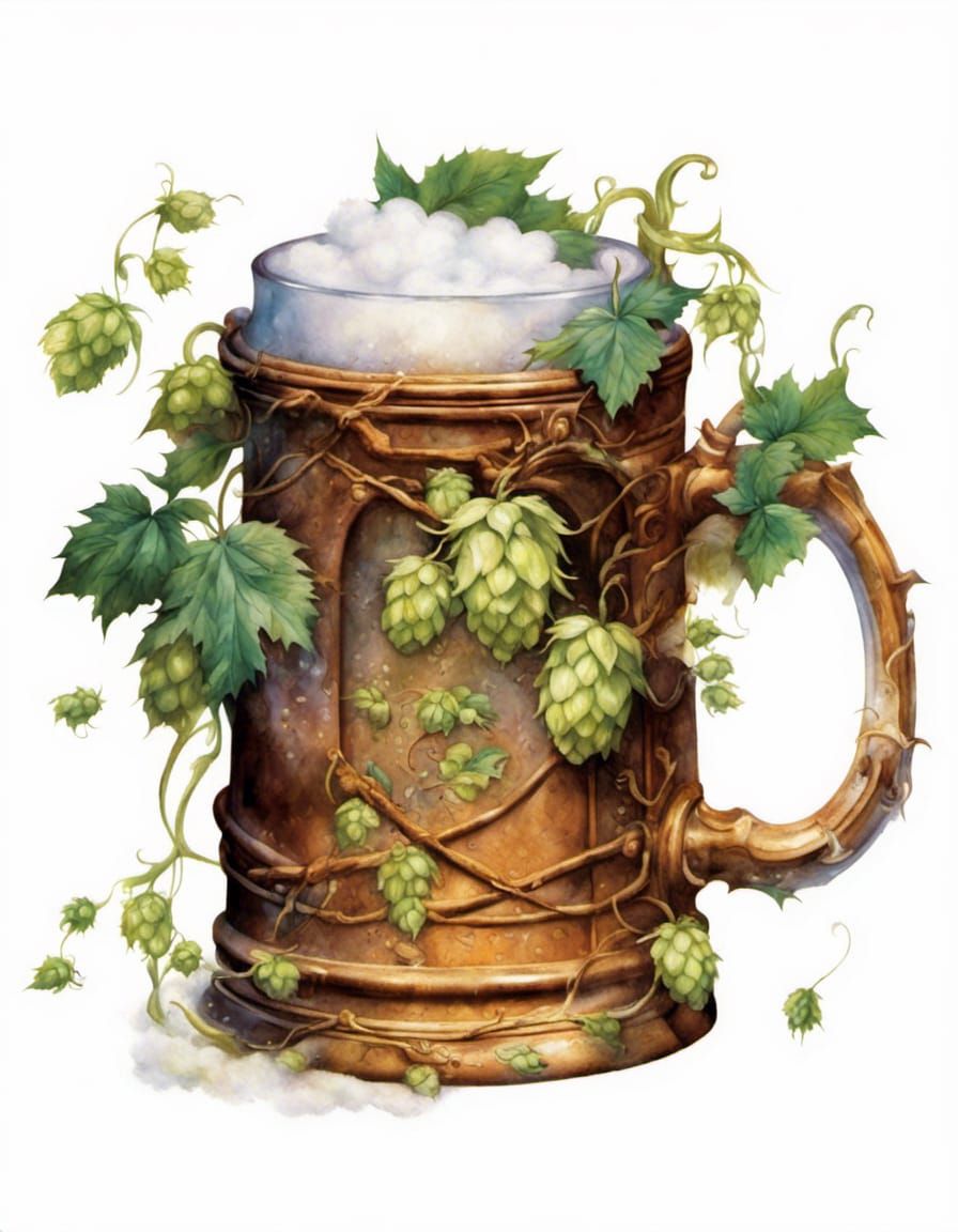 Ethereal Tankard with Hops in Luminist Style