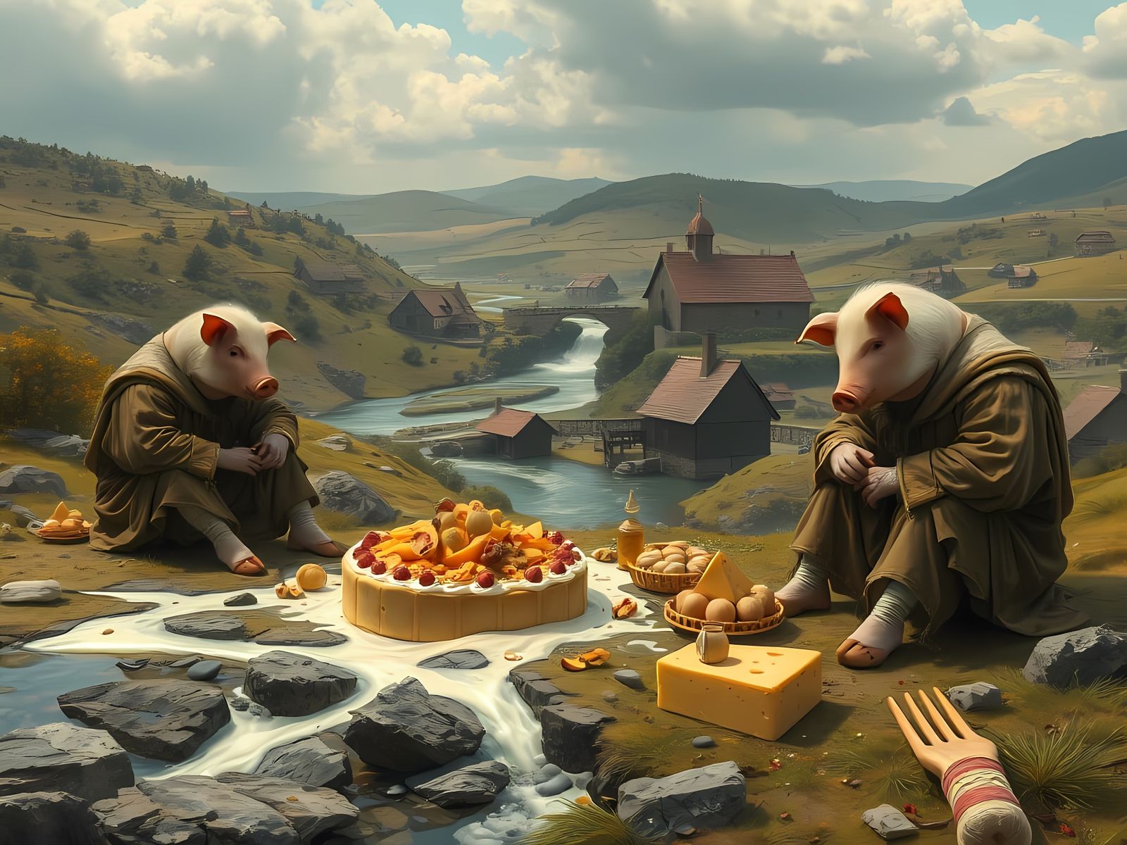 Cockaigne Landscape with Rivers of Milk and Honey