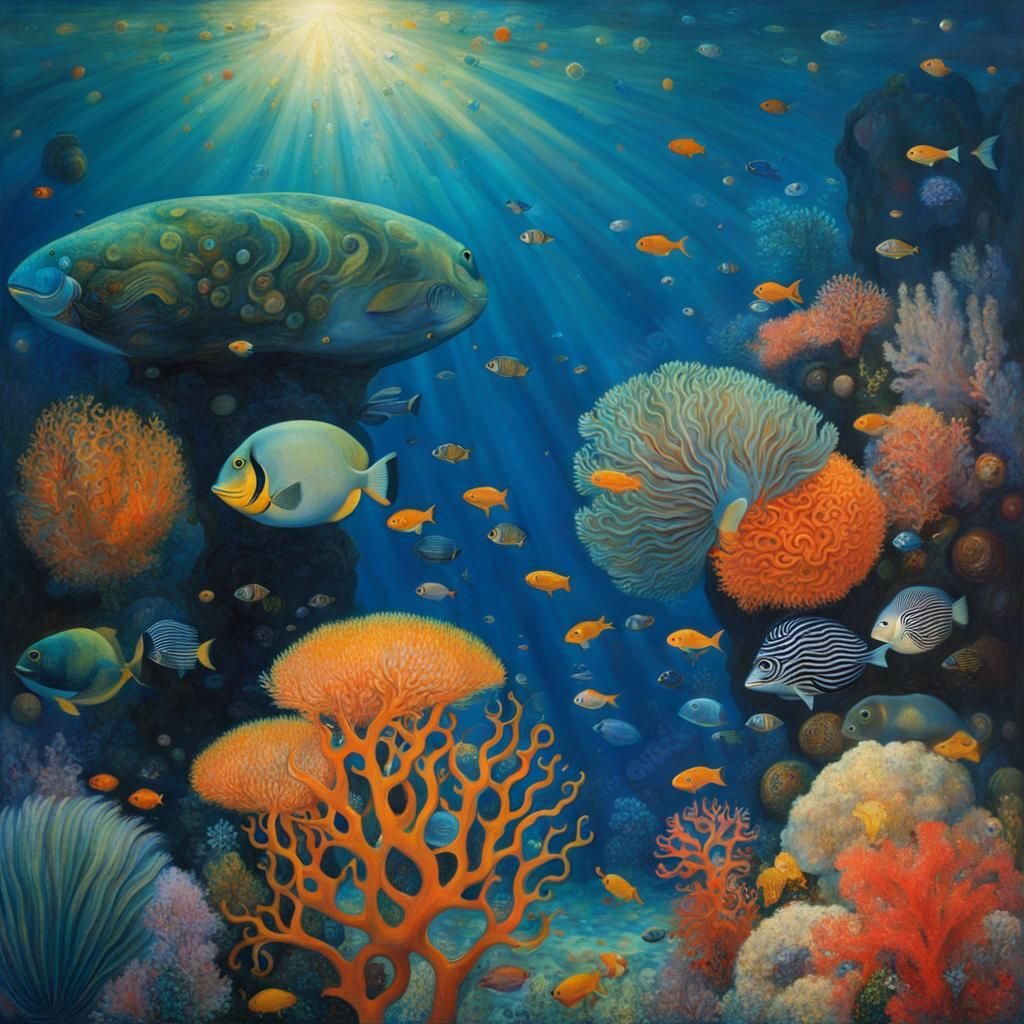 Mystical Underwater World in Klimt Style