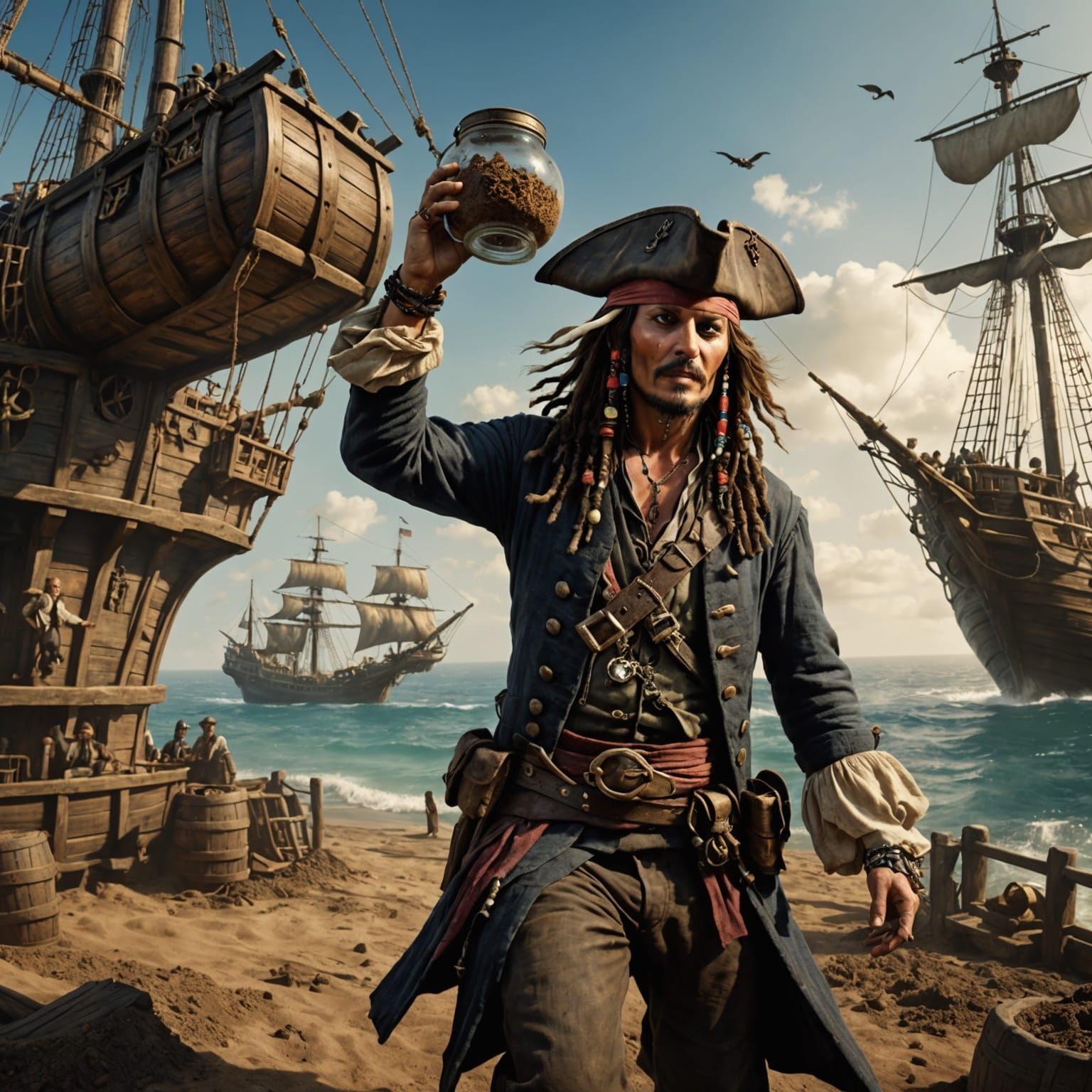 Captain Jack Sparrow's Jar of Dirt: A Digital Painting