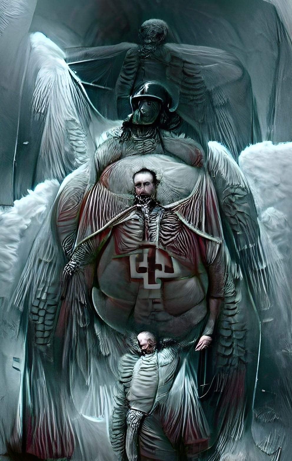 Lovecraftian Nazi Angel of Death in Dore Style