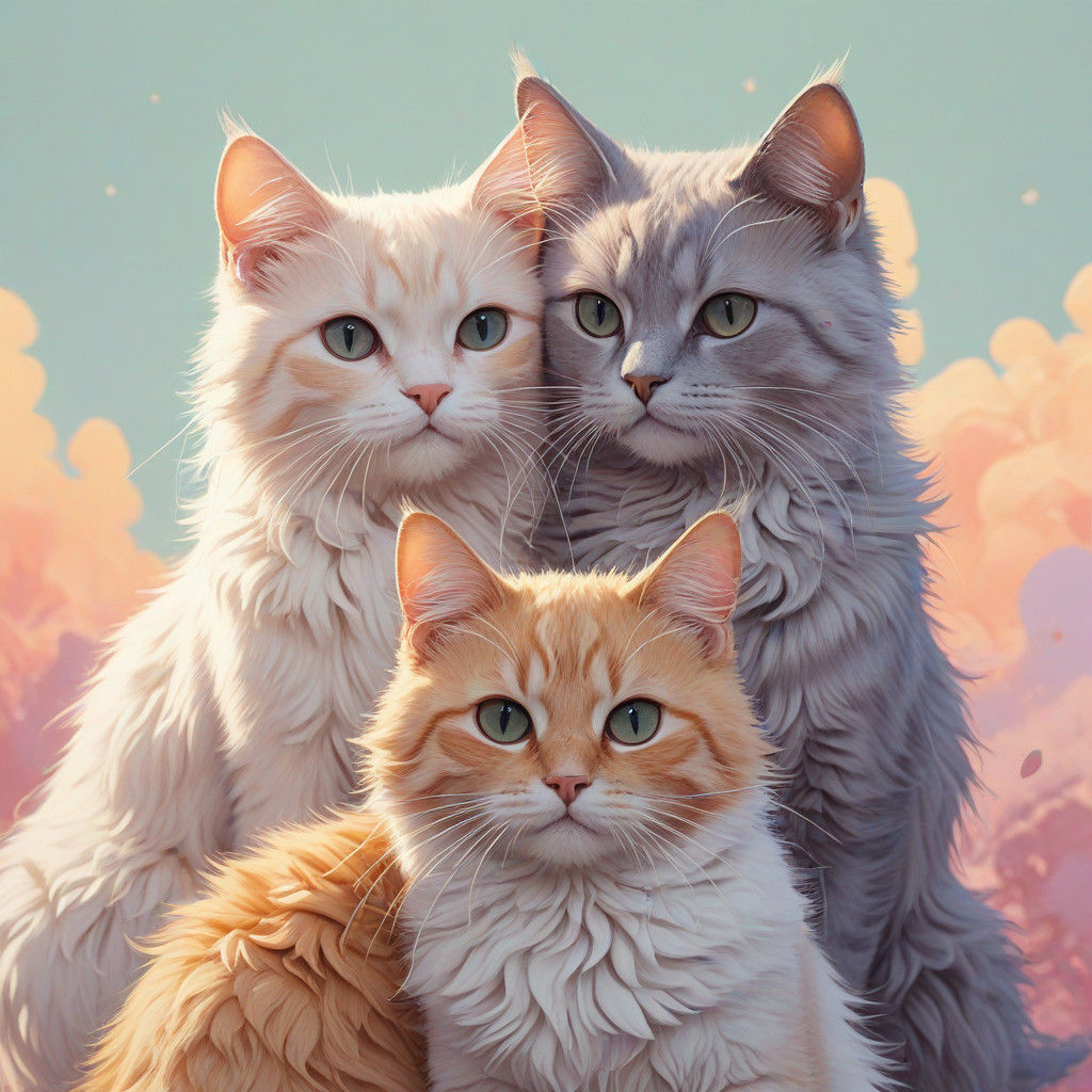 Whimsical Anime Cats Embody Feline Friendship in Playful Cli...