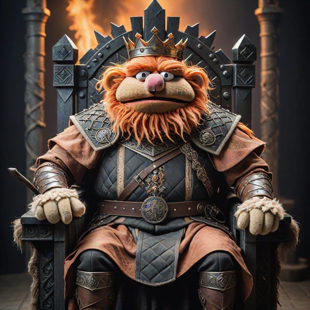Peachy King Puppet in Regal Power Pose
