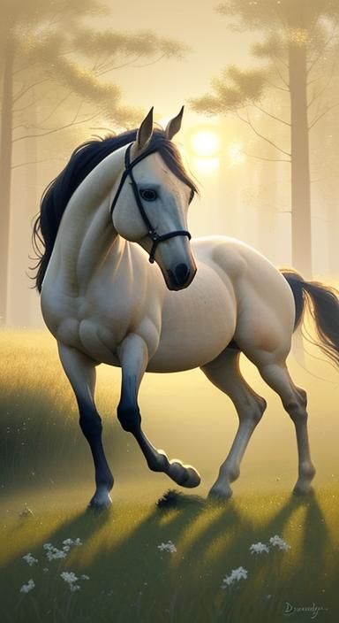 Pregnant Horse Concept Art in Dreamlike Style