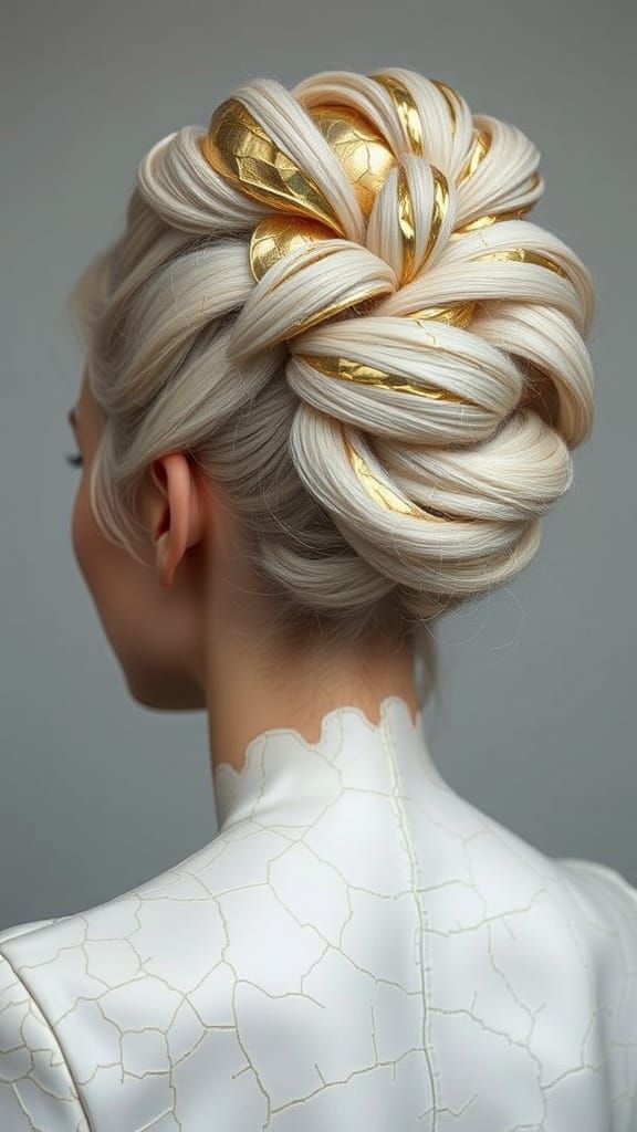 Baroque Porcelain Hair: Intricate Mother-of-Pearl Updo