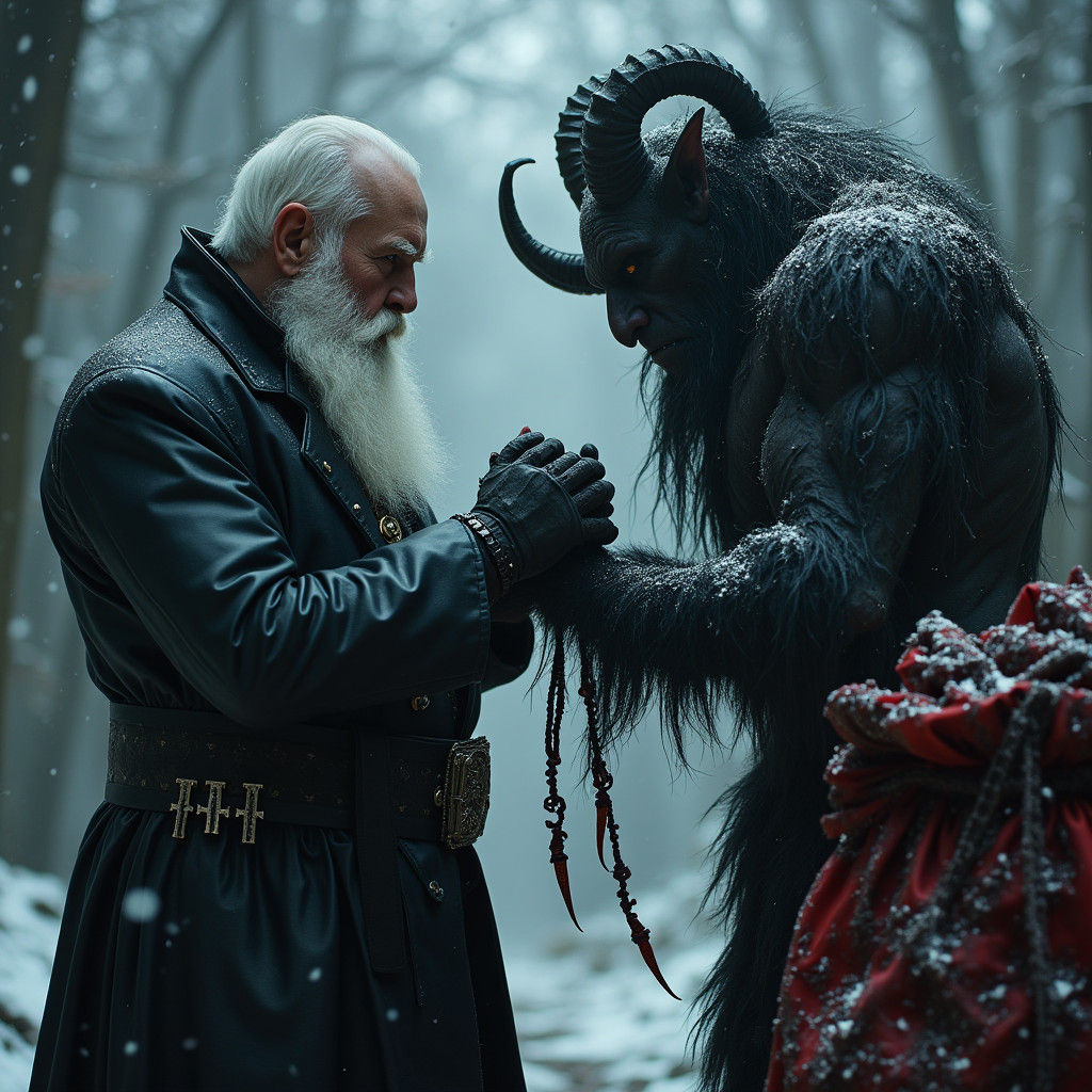 Gothic Santa Claus and Krampus Pact