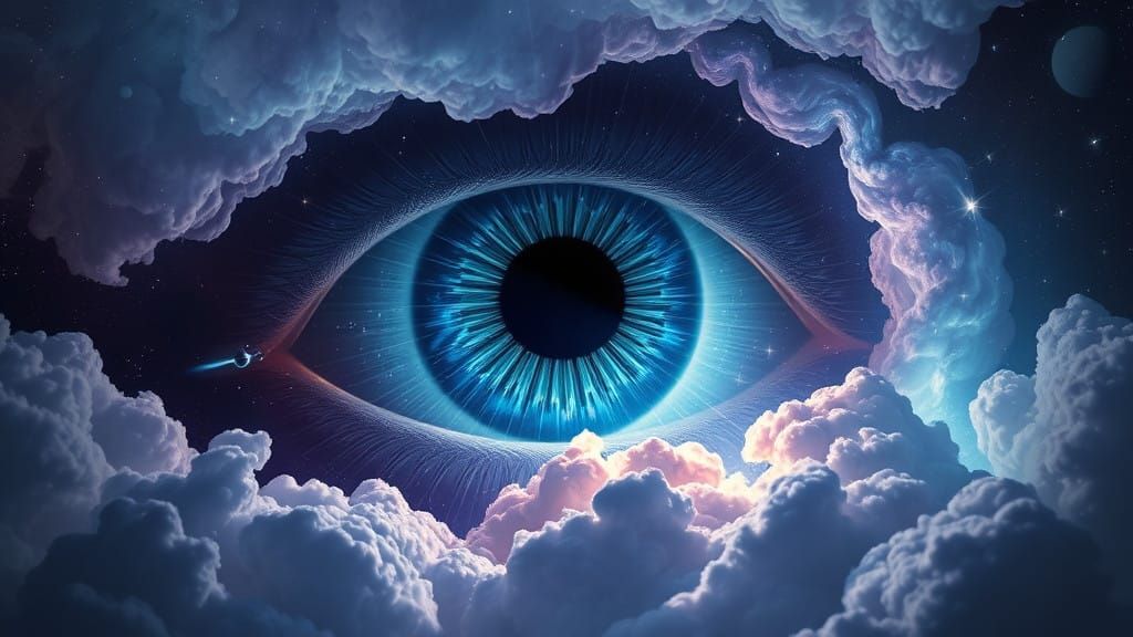 Cosmic Eye in a Swirling Nebula