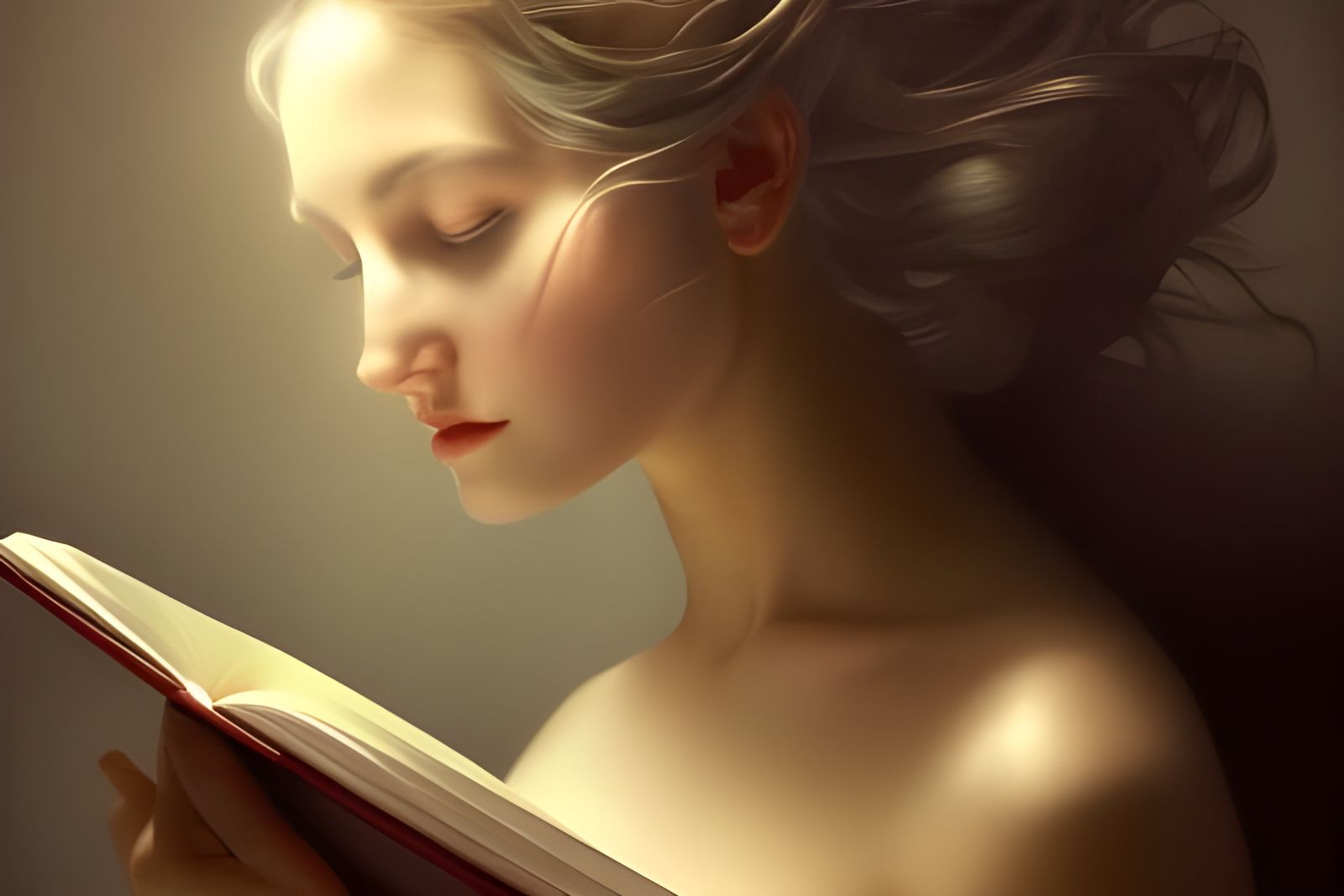 Woman Reading Portrait in Art Nouveau Style