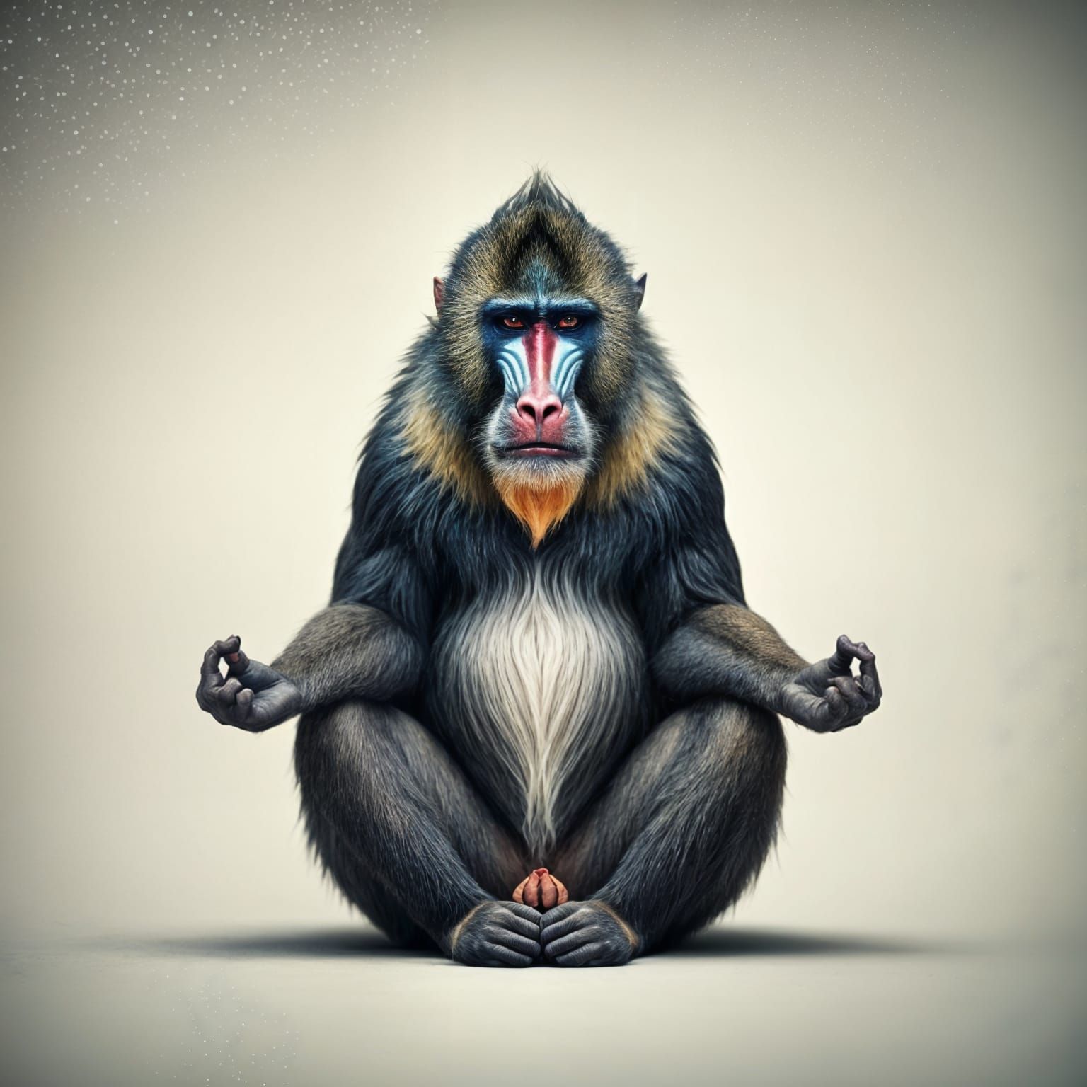 Monkey in Meditation Pose with Vintage Distressed Aesthetic