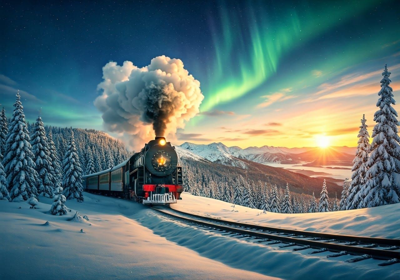 Winter Landscape Through Camera Lens in Surreal Style