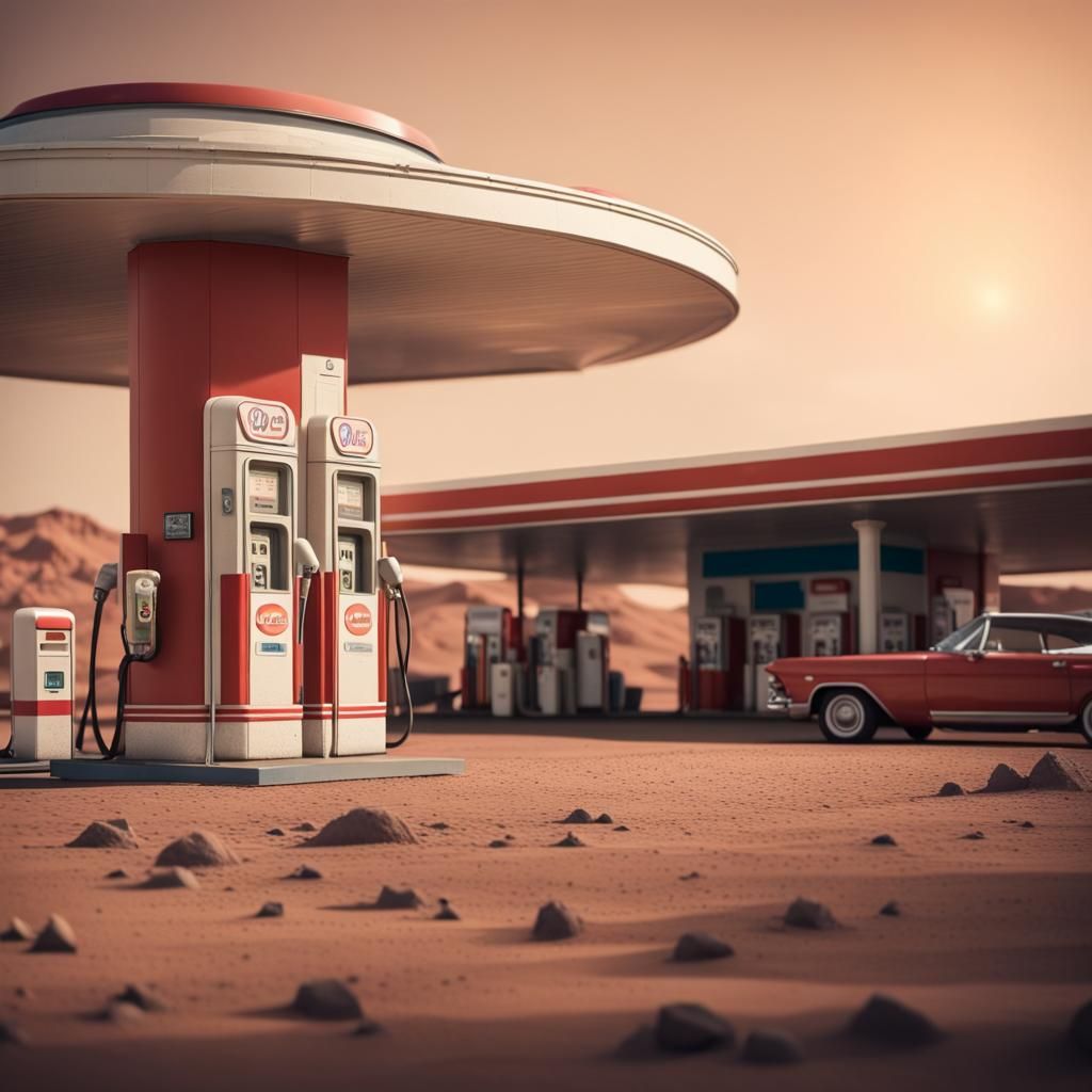 Retro Gas Station on Mars: Professional Photography