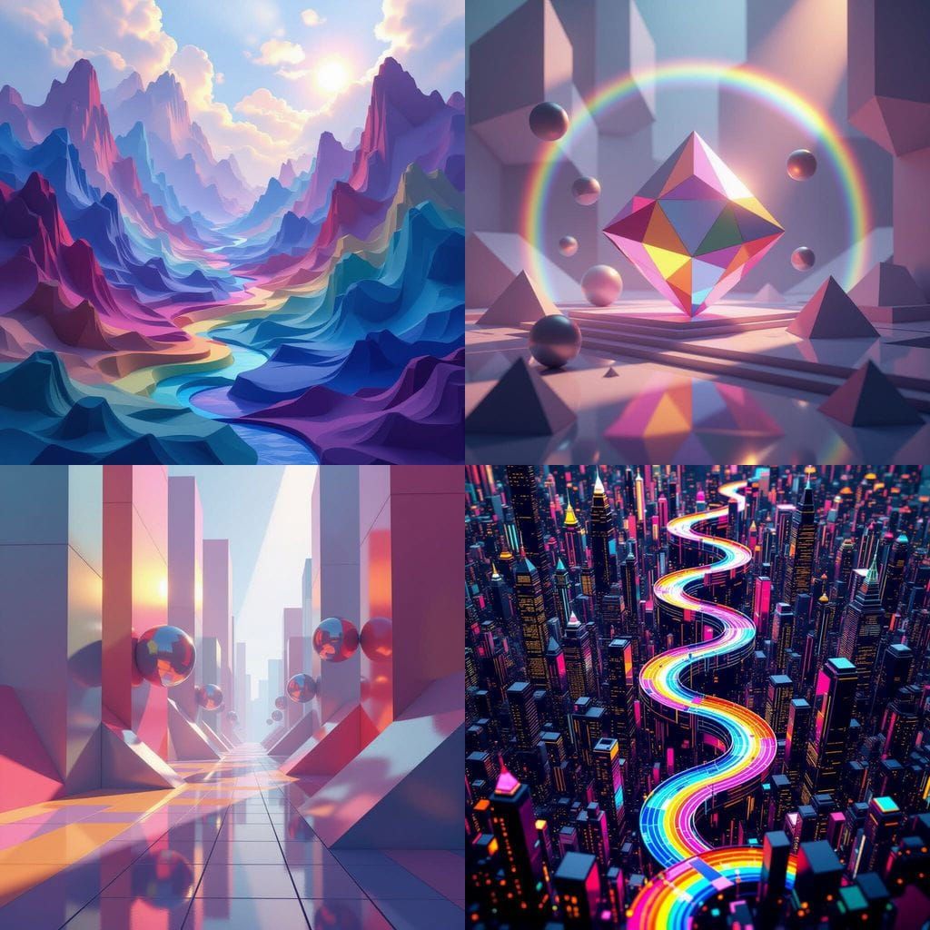 Geometric Rainbow Melody with Unreal Engine Shading