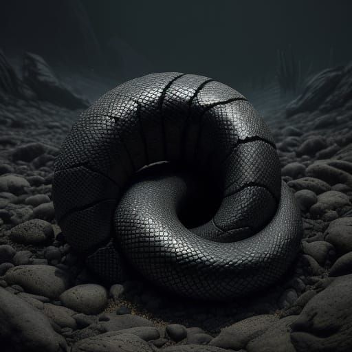 Glowing Stone Serpent in Dark Fantasy World