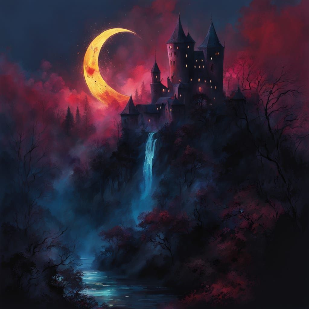 Eerie Castle Stronghold in Isekai Anime Style