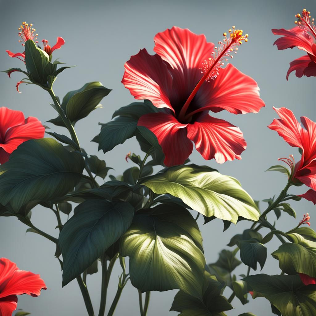 Hibiscus Flower with 3D Shading