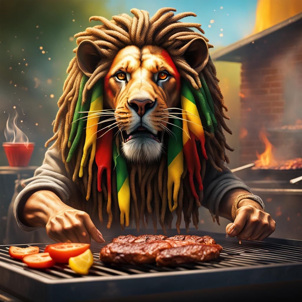 Rasta Lion Is Cooking Sumting Good!