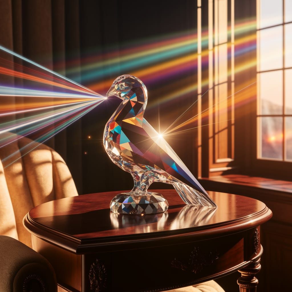 Crystal Bird Prism Refracts Sunlight