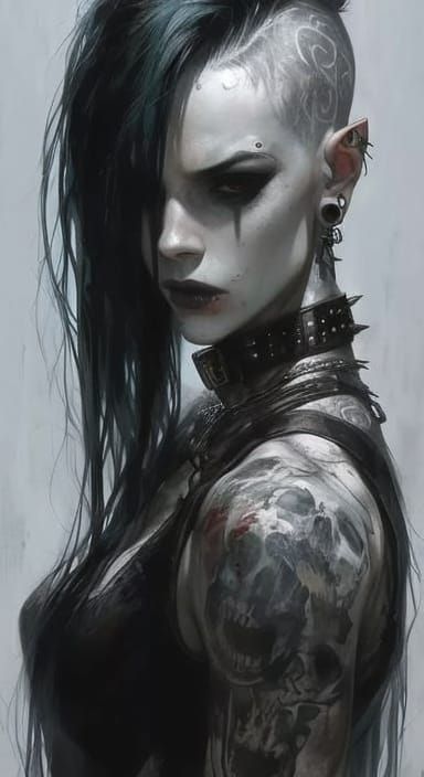 Gothic Female in Victorian-Style Black Dress