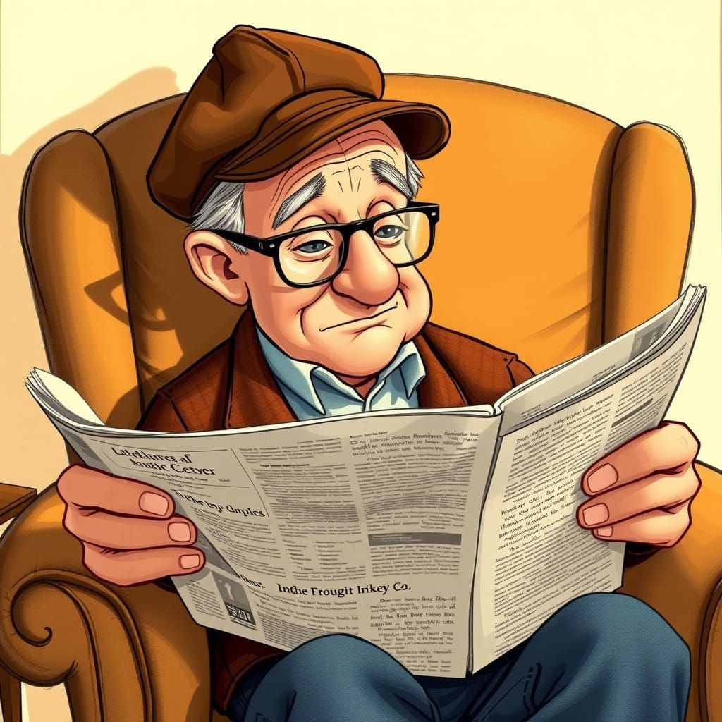 Cozy Gentleman Reads Newspaper in Warm Golden Light
