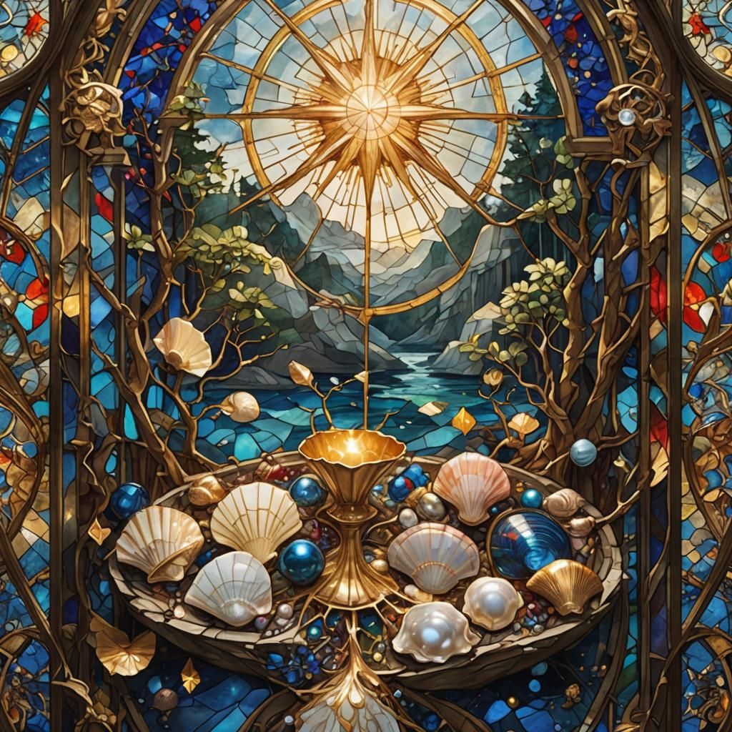 Kintsugi Stained Glass Shells in Star Forest