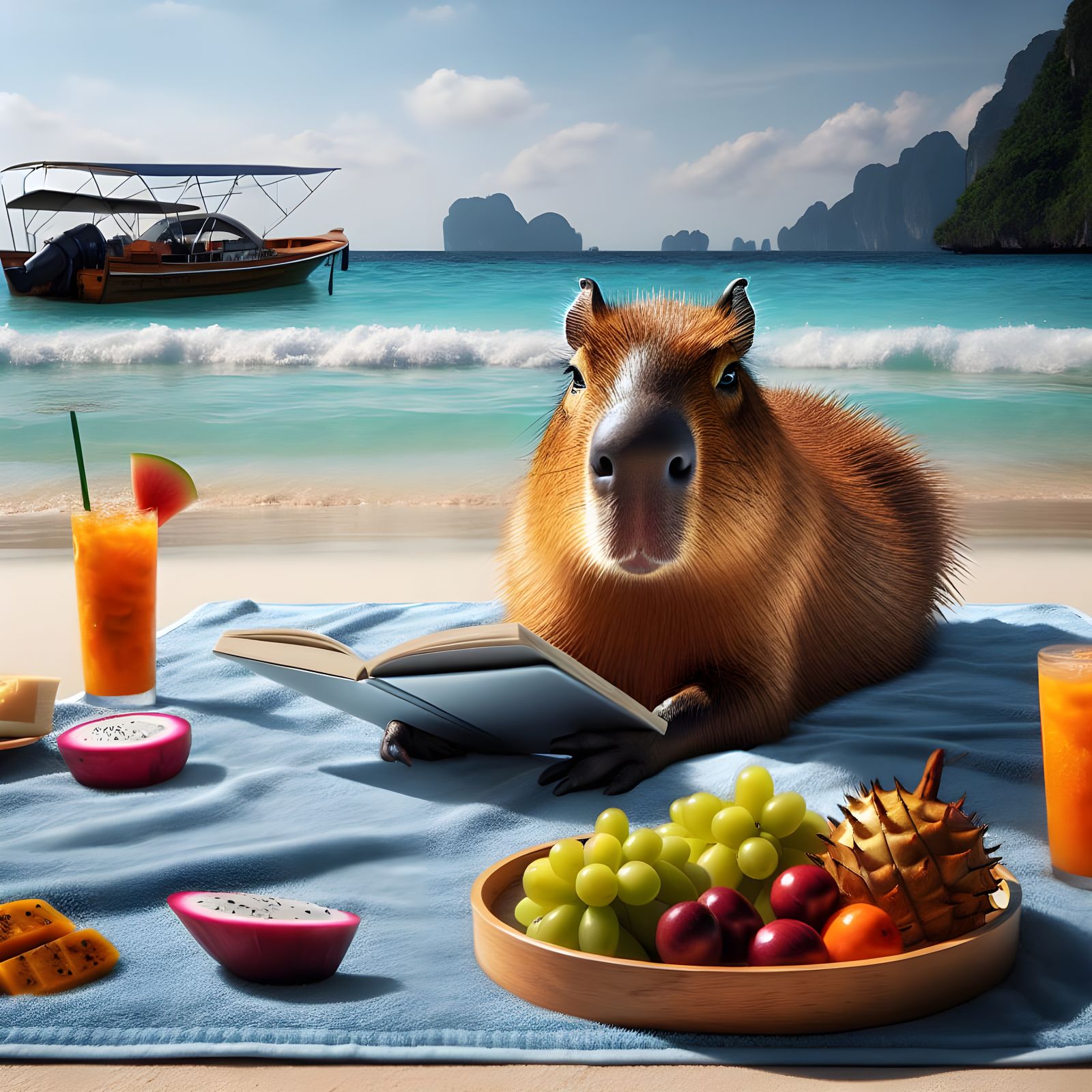 Capybara Relaxation in Thai Paradise
