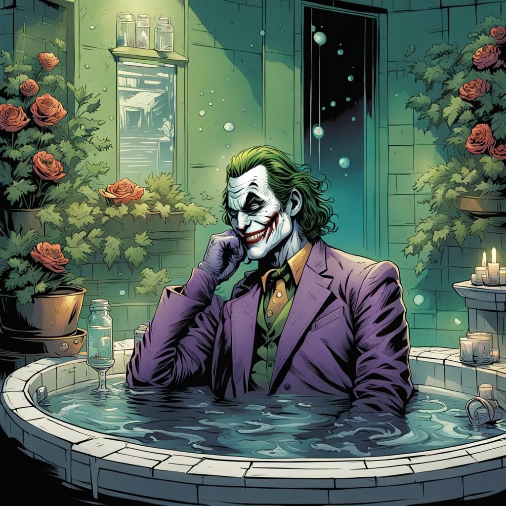 The Joker Relaxing in Spa: Comic Book Art