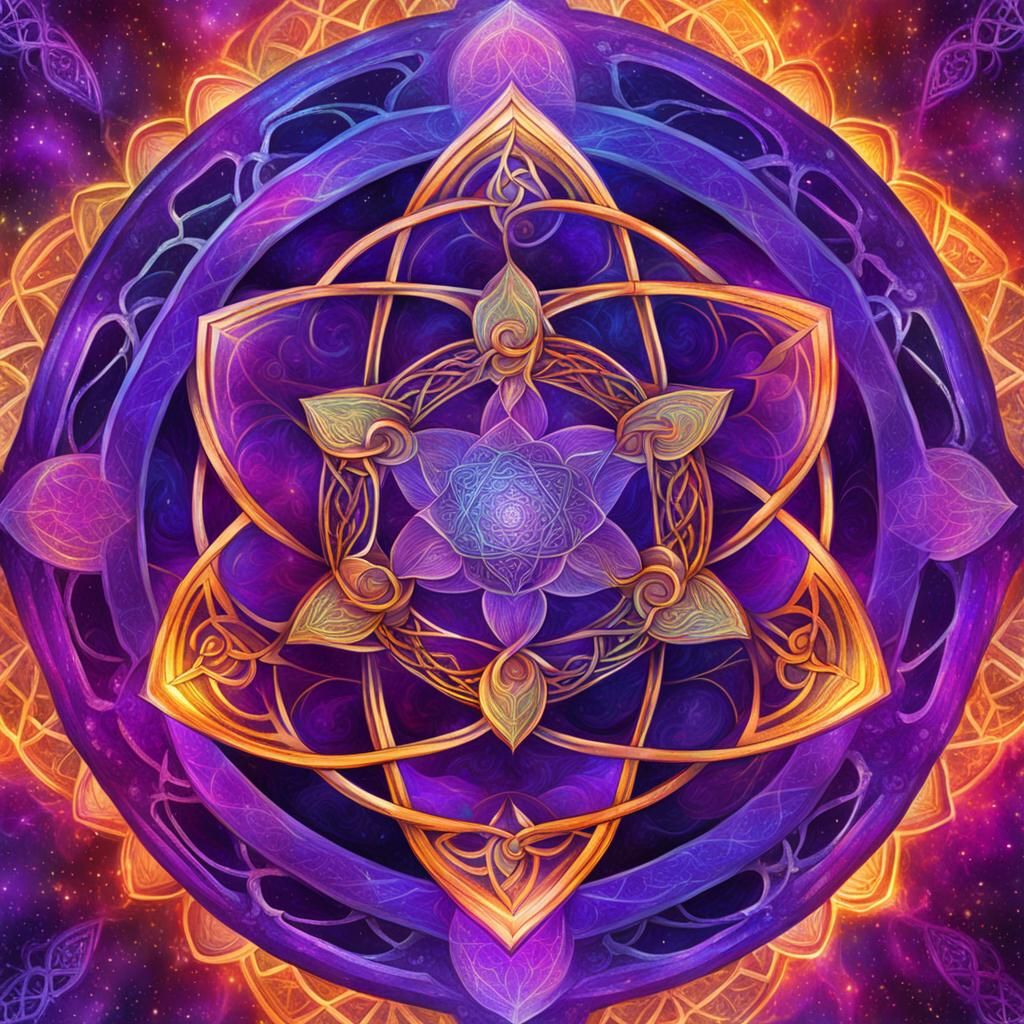 Sacred Geometry with Violet Flame in Cosmic Art