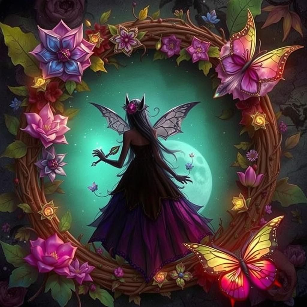 Velvet Moon with Floral and Tree Elements