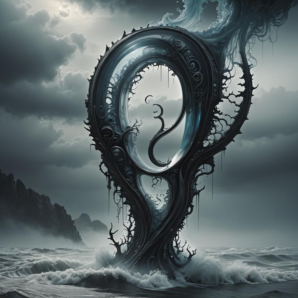 Glass 'A' in Dark Fantasy Biomechanical Style