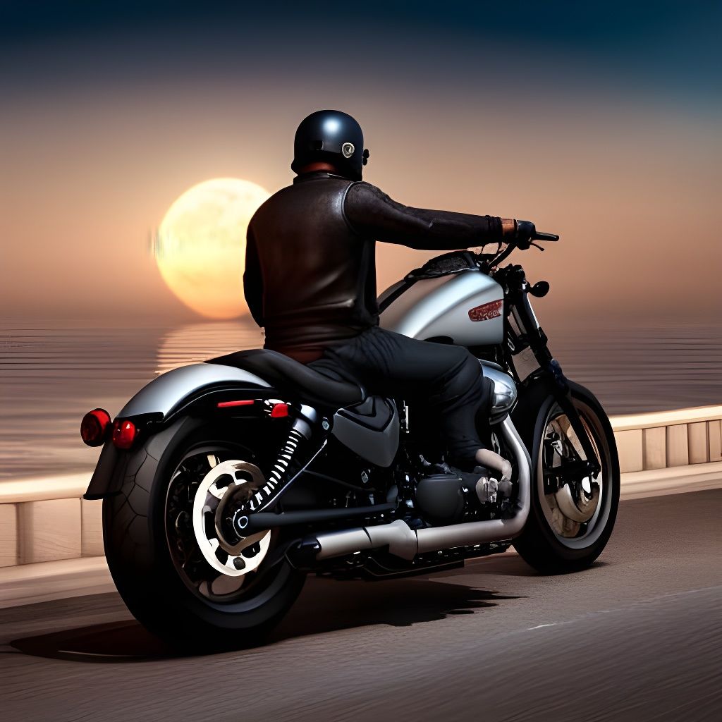 Harley Davidson Sportster at Sunset: Detailed Matte Painting