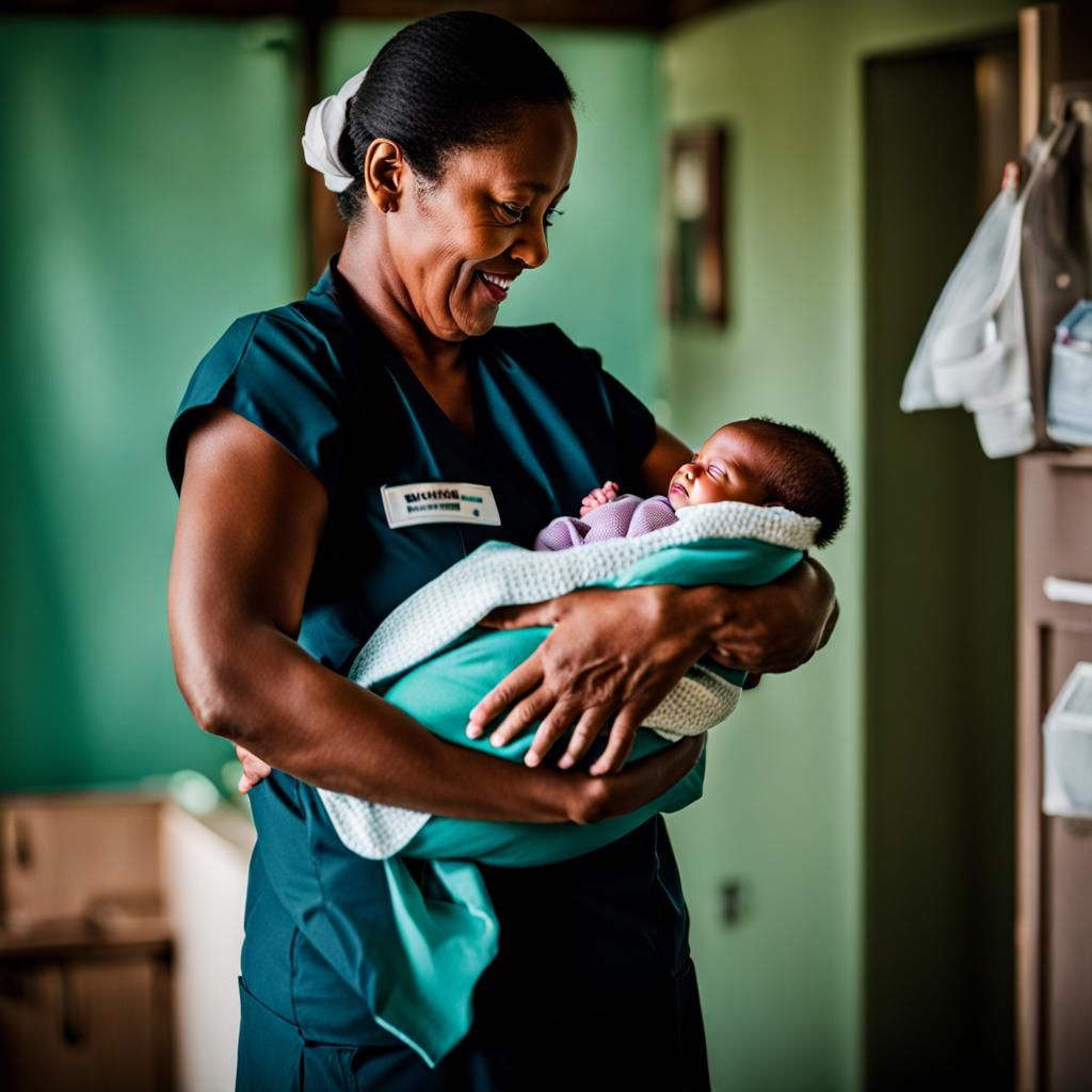 Midwife Holding Newborn Baby with Care