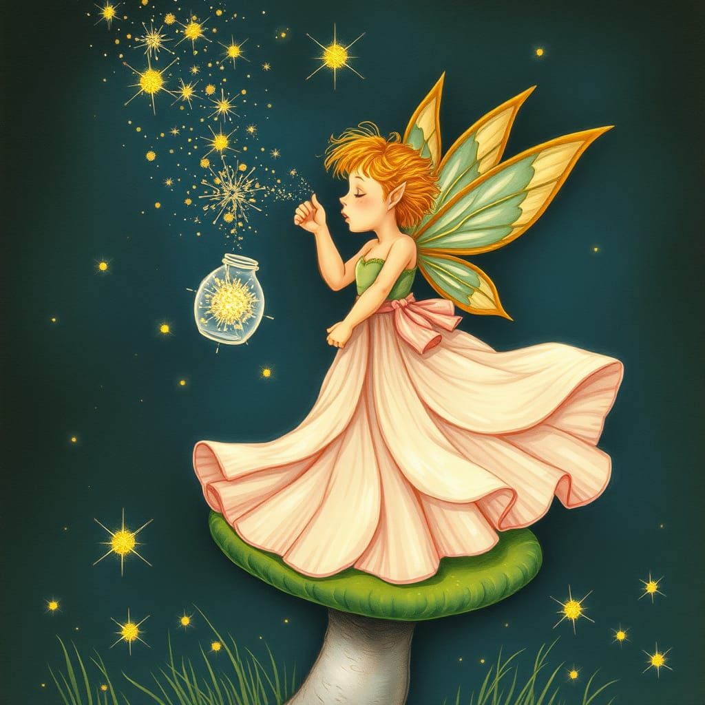 Pixie Blows Sparkles into Enchanted Night Sky