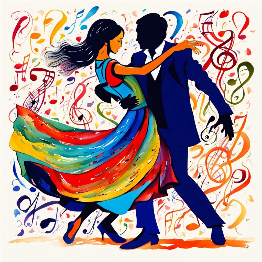Couple Dancing in a Vibrant Nutshell Scene