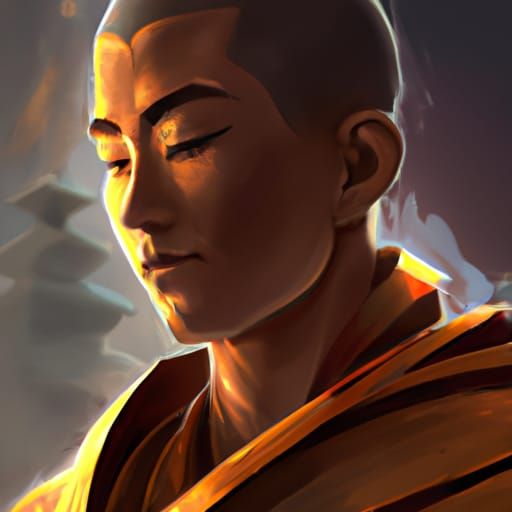 Airbender Monk Portrait in Hyperdetailed Style