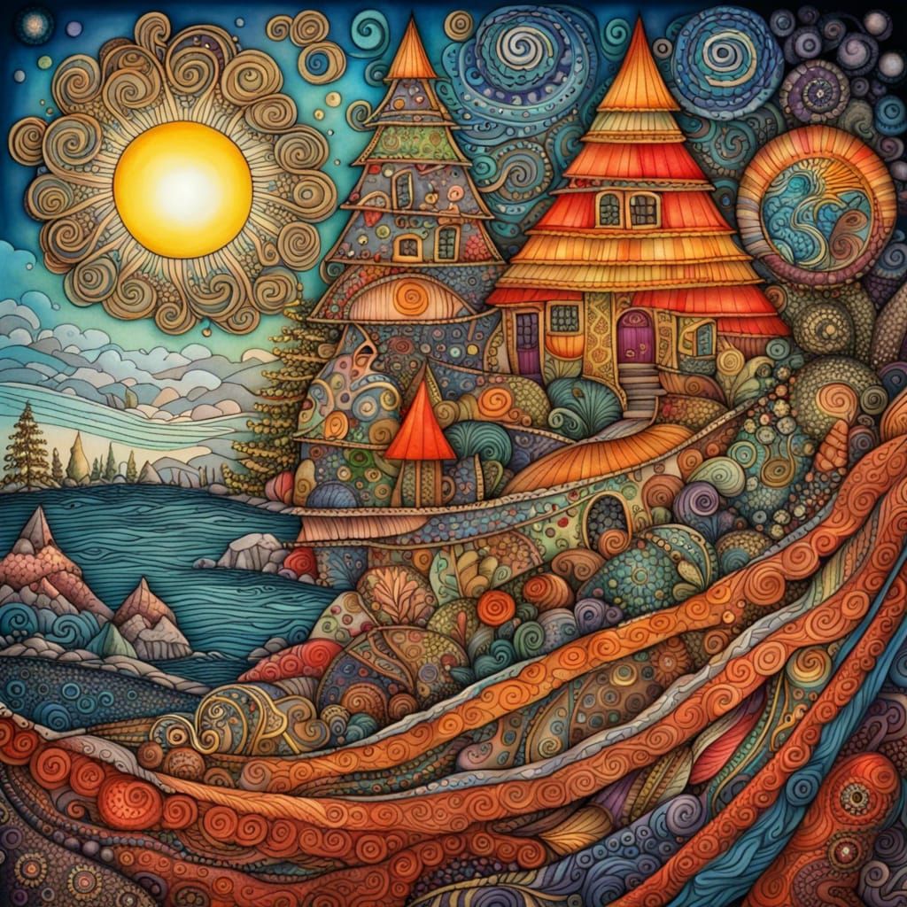 Surreal Journey of Happiness in Bright Colors