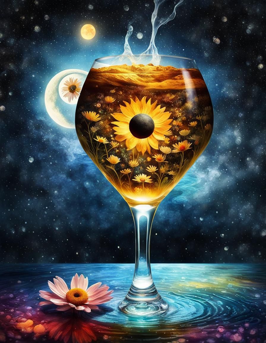 Surreal Yin Yang Goblet in a Galaxy