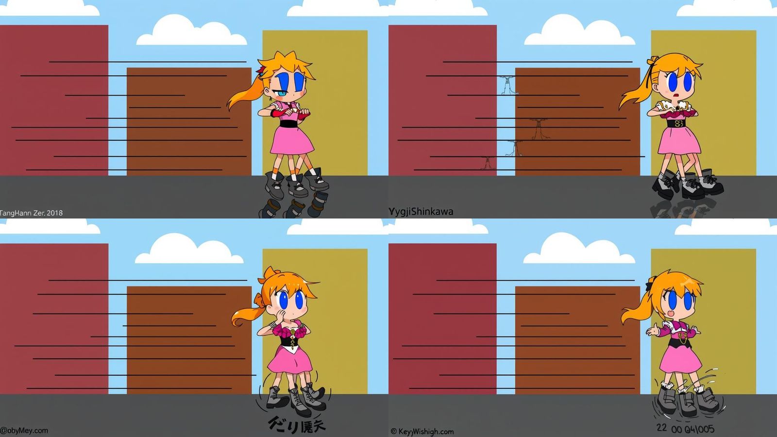 Cartoon Woman Parachuting in Pink Princess Dress