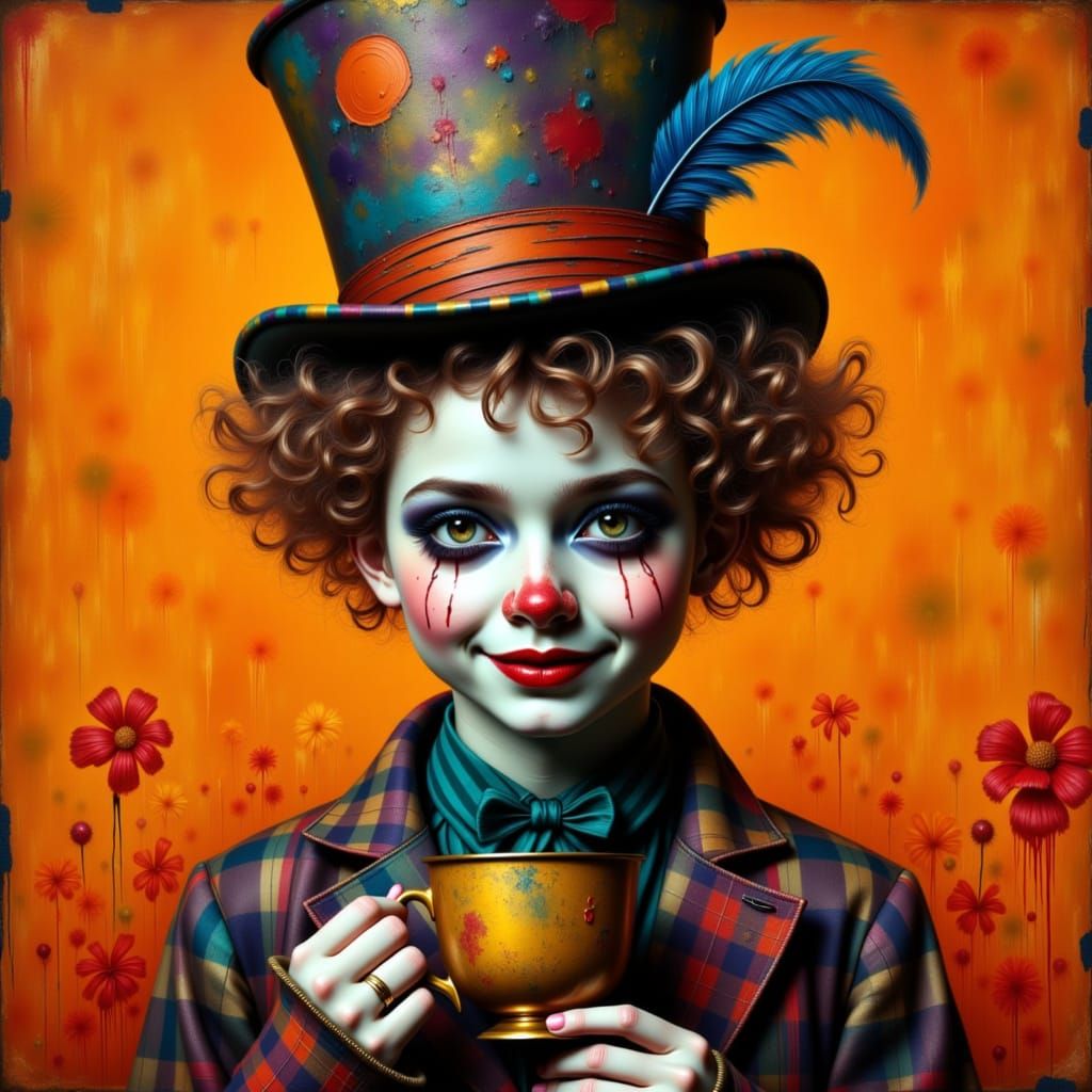 Whimsical Mad Hatter Boy Portrait in Pop Art Style
