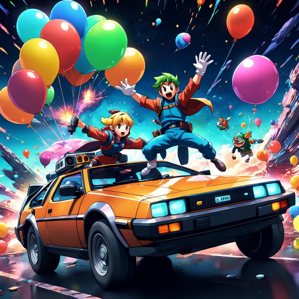 Retro Futuristic Anime Scene in Space