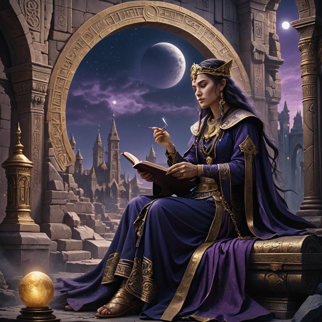 High Priestess in Mystical Setting: Digital Matte Painting